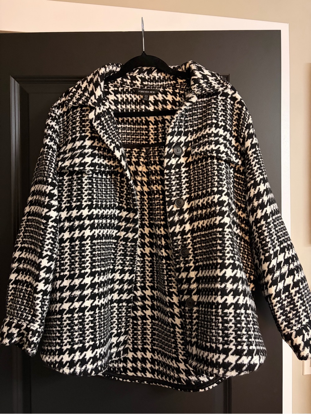 Ever New Black and White Houndstooth Blazer Jacket
